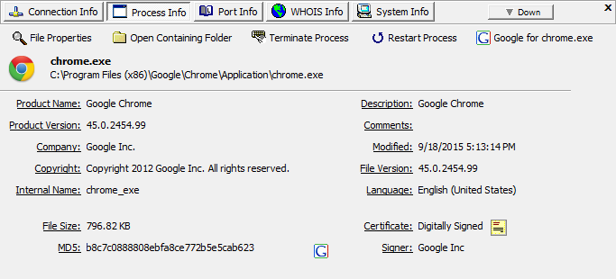 Detailed process info