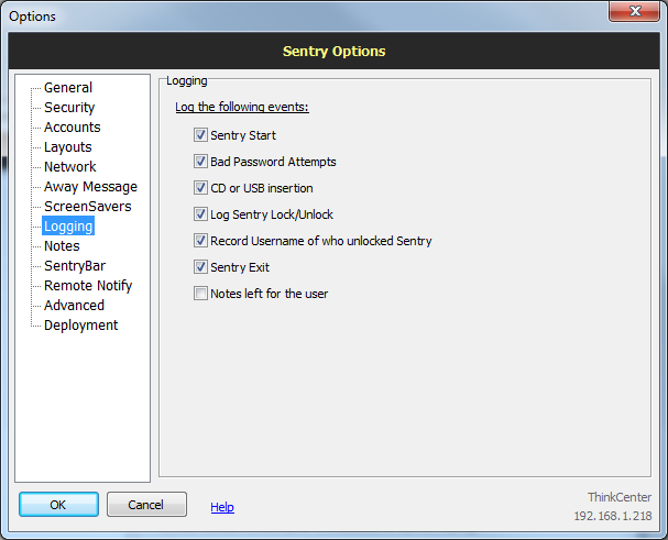 Sentry options: Logging
