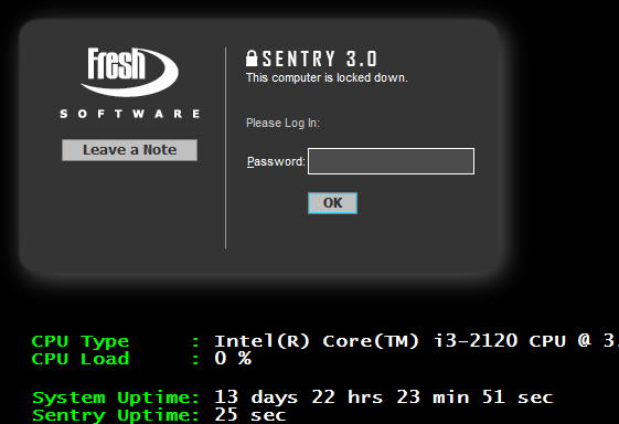 Sentry layout: Black System Info