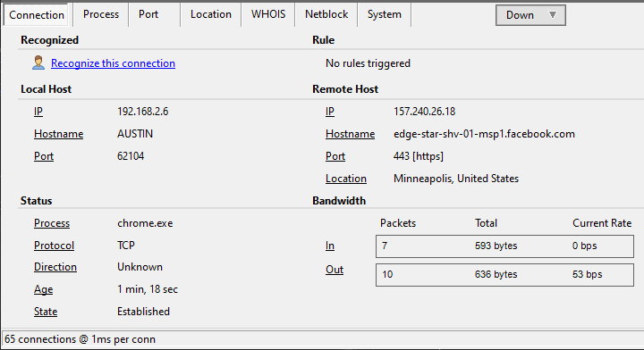Detailed info on TCP/IP connections
