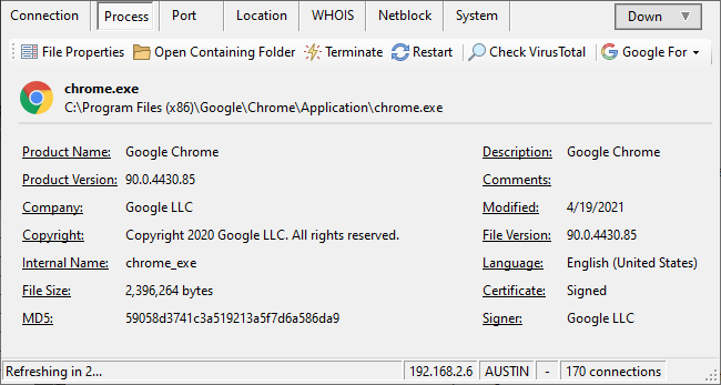 Detailed process info